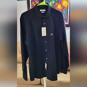 Perry Ellis Long Sleeve Black Dress Shirt XL Very Slim Fit